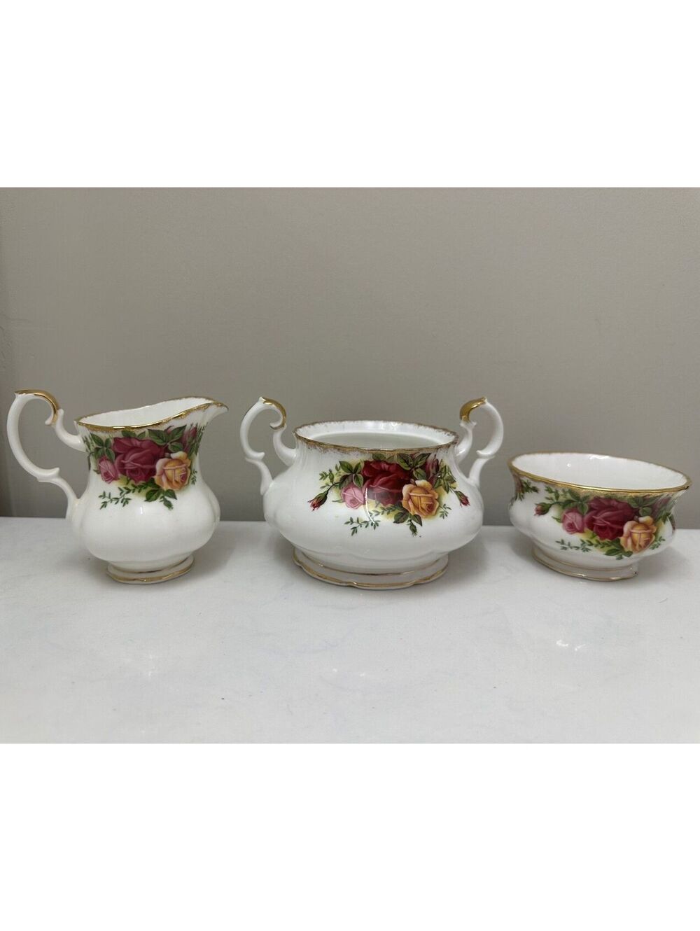 Royal Albert Bone China Old Country Roses Creamer, 2 Sugar Dishes (No Lid)